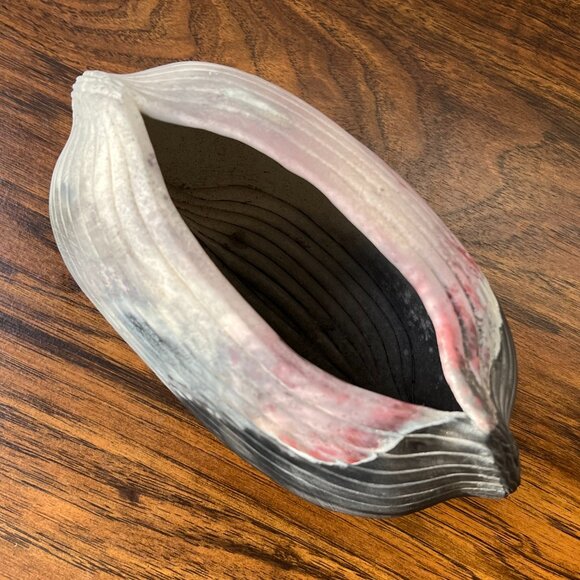 Ceramic Clay Vase Abstract Shape Handmade Black Gray Pink Author's Initials - Picture 12 of 15